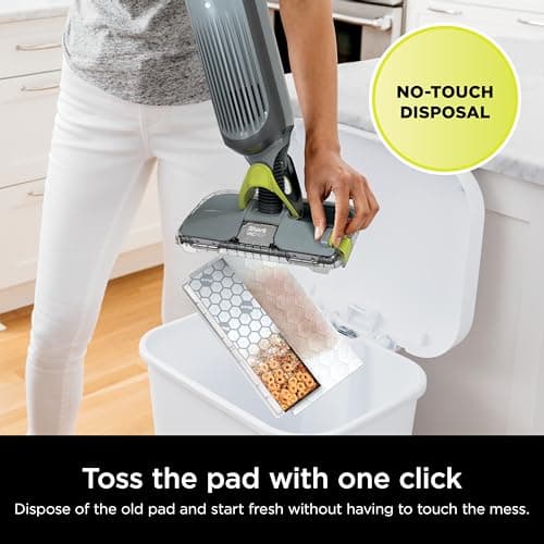 Shark VACMOP Cordless Hard Floor Cleaner, Vacuum and Spray Mop, Powerful Suction, Lightweight, LED Headlights, Includes 4 Disposable Pads, 12oz Multi-Surface Cleaning Solution, Gray, VM252 7