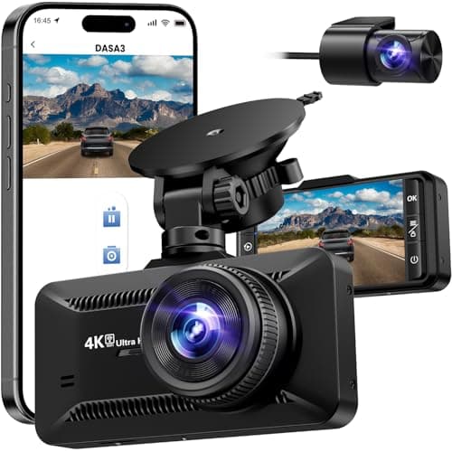 Dash Cam Front and Rear 4K/1080P, Dash Camera for Cars Build in WiFi, Full HD Dash Cam with APP Control, 3.94'' IPS Screen Dash Camera with 32GB SD Card, G-Sensor, 24Hr Parking Mote, Loop Recording
