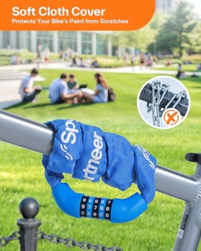 Sportneer Bike Lock: 5 Digit Combination High Security Anti Theft Bike Chain Lock - 3.2/3.6/4ft Heavy Duty Keyless Bicycle Lock for Bike, Motorcycle, Scooter, Door & Gate - 4/6mm Thick, Easy to Use 6