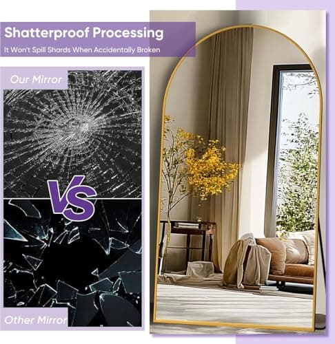 LadyNow Floor Mirror, 58"×18" Full Length Mirror with Stand for Bedroom Living Room, Gold 6