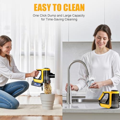 Ecarke Cordless Stick Vacuum Cleaner Compatible with DeWalt Battery, 350W Brushless Motor, 30KPa Suction, 6-in-1 180° Bendable Wand, Smart Screen 2x5AH Batteries & Charger – Hardwood Floors 7