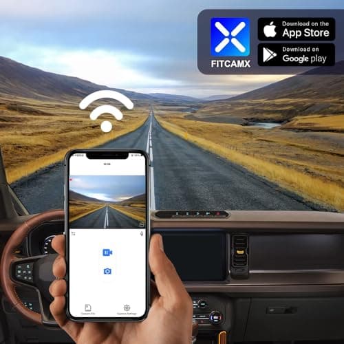 Fitcamx 4K Dash Cam Suitable for Ford Bronco 2021-2024 & Rapor (Not for Bronco Sport) HD2-14873, OEM Look, UHD 2160P Video, Built-in WiFi & APP, Loop Recording, G-Sensor, Plug & Play, 64GB Card 5