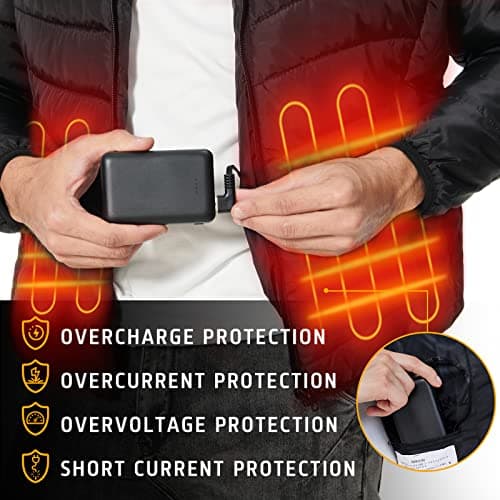 Whsahans 5V 2A Rechargeable Battery Pack for Heated Vest 10000mah Heated Jacket Battery Power Bank for Heated Vests Heated Jackets Heated Hoodies for Men Women(No DC Port, Not Suit for 7.4v) 6