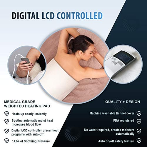 Professional Grade Heating Pad with Automatic Moist Heat by ThermoRelief, Extra HOT Heating for Deep Penetrating Heat - 2nd Gen Version (King Size Weighted King) 6