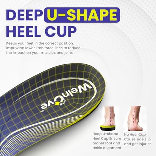 Work Orthotic Insoles for Plantar Fasciitis - Welnove Superior Comfort Work Boot Insoles for Standing All Day - Anti Fatigue Medium Arch Support Shoe Inserts for Men Women Flat Feet Pain (Size L) 5