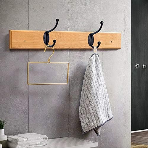 ZEYU Wall Hooks,10Pcs Coat Hooks Hardware Towel Hooks for Hanging Coats Double No Rust Black Robe Hooks Wall Mounted with Screws for Key, Towel, Bags, Cup, Hat 7
