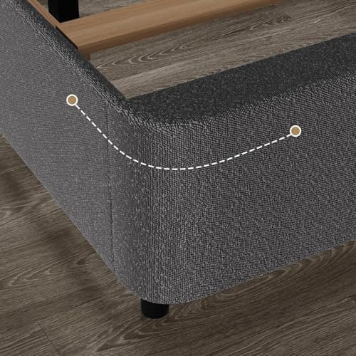 HOMBCK Queen Bed Frame with Headboard, Boucle Upholstered Soft Platform Bed Frame Queen Size with Thickened Footboard, Rounded Corners Design, No Box Spring Required, Easy Assembly, Grey 6