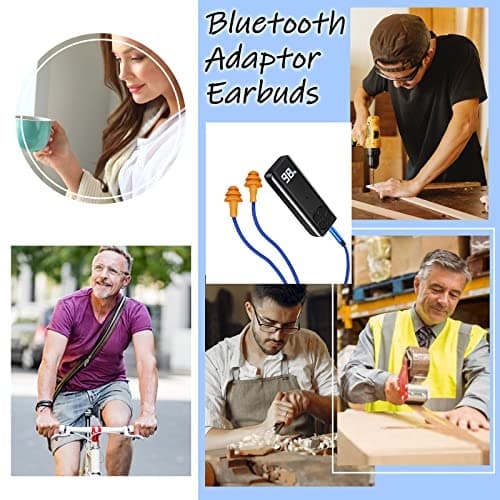Bluetooth Ear Plugs Headphones for Work, Wireless Earbuds with 60H Battery Bluetooth Adaptor, Noise Cancelling Earplugs, Wireless Earphones with Mic & Control, for Motorcycle Riding Construction Work 7