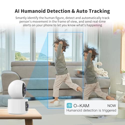 VSTARCAM Dual Lens Cameras for Home Security, Pet/Baby Camera Monitor Indoor Camera Battery Powered AI Motion Detection One-Touch Call Color Night Vision Pan/Tilt 2-Way Audio TF/Cloud Storage 5