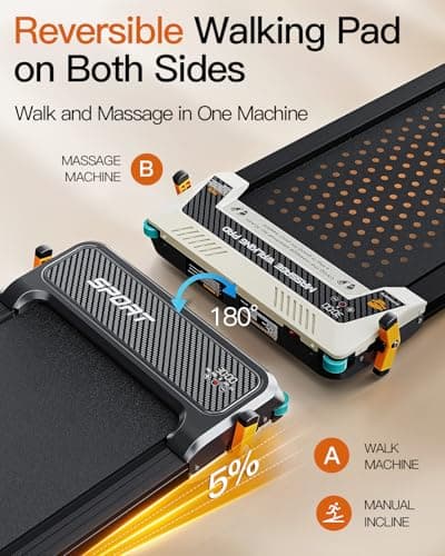 FUNRAY Walking Pad with Incline - Under Desk Treadmill with 2 Control Options, Ultra Slim Design and Double Shock Absorption, LED Display, Powerful and Quiet Treadmill for Walking/Jogging-White 5