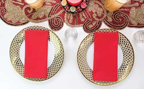 COTTON CRAFT Christmas Red Napkins -12 Pack 100% Cotton Dinner Napkins - All Year Xmas Fall Thanksgiving Celebration Party Gift Holiday Table Napkin - Soft Washable Reusable Cloth Napkin -18x18 8