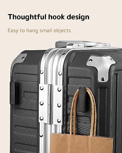 LUGGEX Carry On Luggage with Aluminum Frame, Silver Zipperless Luggage 20-Inch 5
