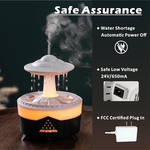 AChoice4U Essential Oil Diffuser 350ML UFO Raindrop Aromatherapy Diffuser Cool Mist Humidifier with 7 Colors LED Lights,Remote Control,Plug in for Bedroom,Office (Wood) 6