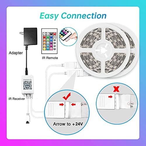 TJOY 100ft Led Lights for Bedroom, Music Sync RGB LED Strip Lights, Bluetooth Led Light Strip with APP and Remote Control, Color Changing Rope Lights, LED Tape Light for Teen, Room Decor/50ft *2 8