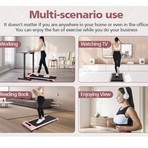 Walking Pad Treadmill, Funmily 2.5hp Under Desk Treadmill for Home/Office, 2025 Upgrade 3-in-1 Portable Treadmills with App, Remote Control, LED Display, 300 Lb Capacity (Pink) 6