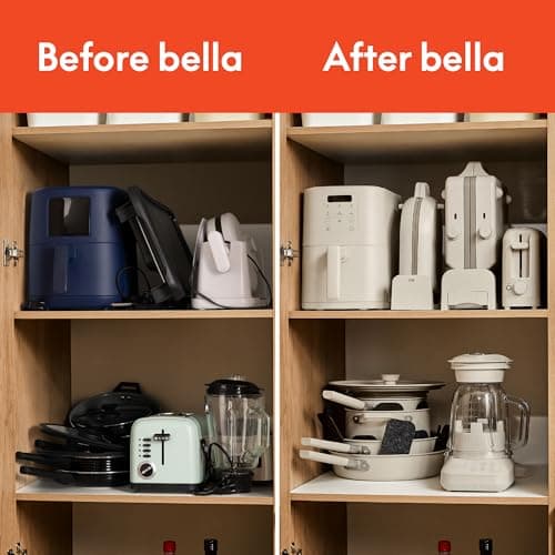 bella Flip-n-Store Waffle Maker with EverGood™ Ceramic Nonstick Coating, Fits-anywhere™ Kitchenware, Power Indicator Light, Cool Touch Handle & Cord Wrap, 7” Wide & 1" Deep Plates, 1000 Watt, Blossom 9