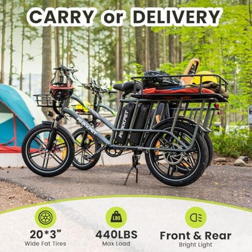Mukkpet Stepwagon Electric Bike for Adults,120Miles 28MPH Ebike,Peak 1500W Motor Cargo Electric Bike,48V 30AH Removable Battery with 20 * 3" Fat Tires Ebike,Hydraulic Suspension 5