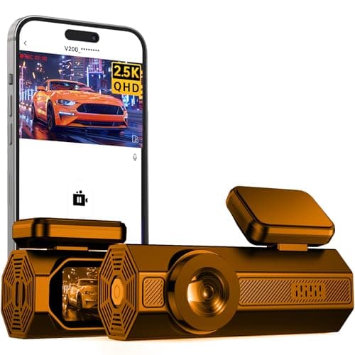 2.5K Car Dash Cam, VEEMENT Dash Camera for Cars, 1440P Car Dash Camera with APP, WiFi Dash Cams with WDR Night Vision, 24/7 Parking Monitor Dashcam, 160°Wide, G-Sensor, Mini Dash Cam - Yellow