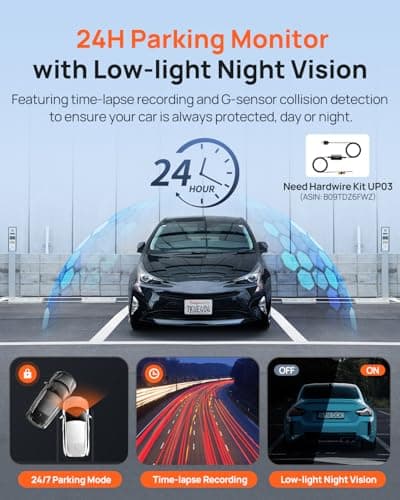 70mai Dash Cam Front and Rear - 2.5K+1080P Dual Dash Camera with HDR, Super Night Vision, F1.55 Aperture, 24H Parking Mode, Built-in Wi-Fi & GPS, G-Sensor, Loop Recording, 64GB Card Included (A410) 6