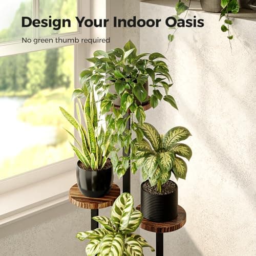 Bamworld Plant Tables Indoor Corner Plant Stand Tall Metal Wood Plant Shelf Outdoor Indoor Plant Table Rack 5 Tier Tier Plant Stand Garden Accessories for Living Room Balcony Patio 6