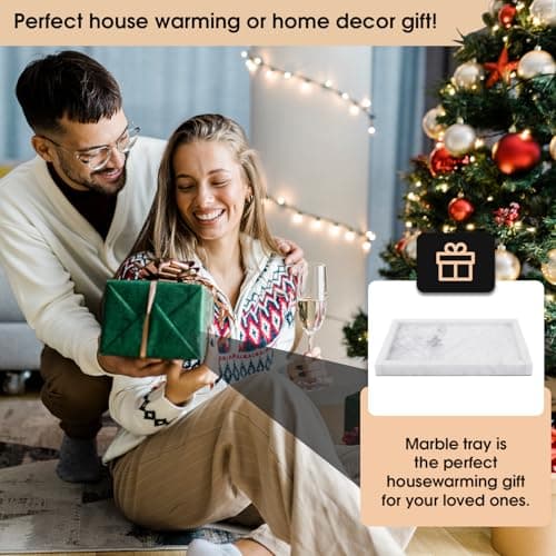 KAIHOMZ Premium White Marble Tray for Bathroom Countertop – Marble Vanity Tray for Bathroom and Kitchen | Rectangular Bathroom Counter Tray for Organizing Accessories 7