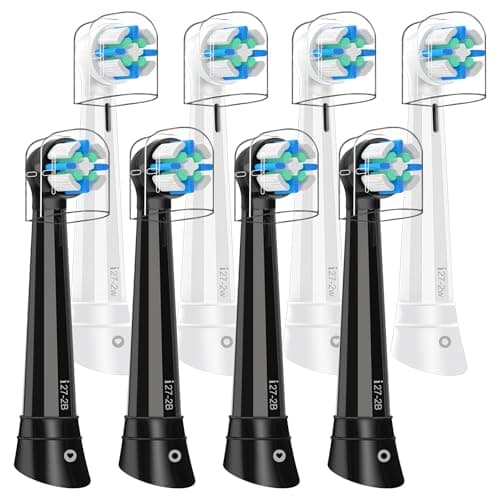 iO Replacement Heads Compatible with Oral B iO 2/3/4/5/6/7/8/9/10/Deep Clean Series Electric Toothbrush, Brush Heads Compatible with Oral B iO with Medium Bristles Care Your Teeth (8 Black/White)