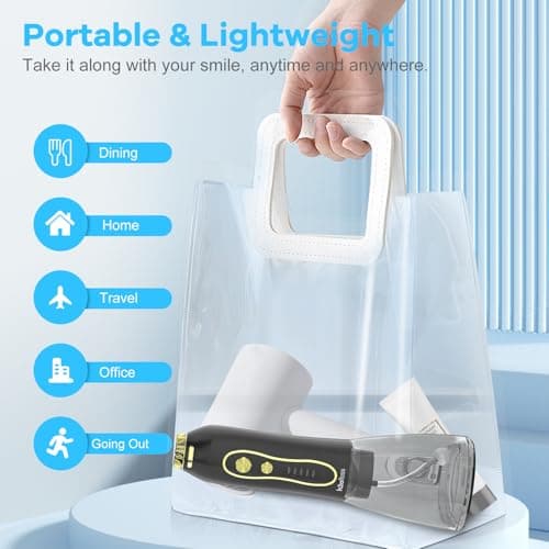 H2ofloss Water Dental Flosser Teeth Pick -Portable Oral Irrigator with 5 Modes, Rechargeable IPX7 Waterproof Orthodontic Teeth Cleaner Pick Cordless for Home Travel-300ml Water Tank Gold 7