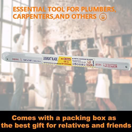 JUGREAT 12" Hacksaw Blades Replacement Bi-Metal,Bi-Metal Safe Flex Metal,High Speed Steel -18TPI (10 Pack) 7