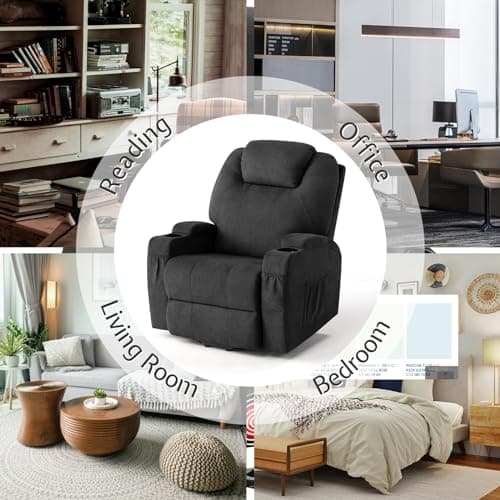 Jocisland Power Lift Recliner Chair Big and Tall with Massage for Elderly, Adult Reclining Chair with Cup Holder, Side Pockets, Fabric Adjustable Accent Chair for Living Room, Grey 7