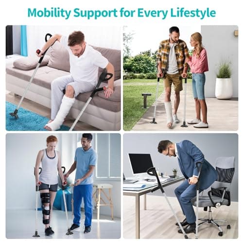 Ergonomic Forearm Crutches for Adults – Adjustable Folding Arm Crutch Pair, Lightweight Heavy Duty Walking Aid with Non-Slip Tips, Portable Travel-Friendly Design (Supports 300 lbs, Black) 5