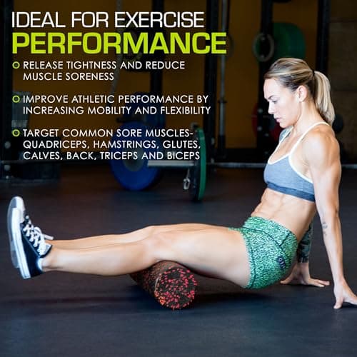 ProsourceFit High Density Foam Rollers 18 - inches long, Firm Full Body Athletic Massage Tool for Back Stretching, Yoga, Pilates, Post Workout Muscle Recuperation, Black/Red 6