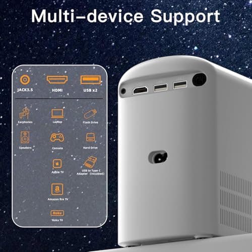 [Electric Focus] SCREENMAX C7 Mini Projector with WiFi and Bluetooth, 1080P Supported, Portable Projector for Outdoor & Indoor, Compatible with HDMI, Need Fire Stick for HULU, NETFLIX, YOUTUBE, HBO 6