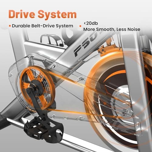 PSOS Exercise Bike, Stationary Bikes for Home Gym,Workout Bike With Belt Drive,Cycling Bike With Digital Display & Comfortable Seat Cushion,Black Red-B, BlackRed-B, 6105-B 5