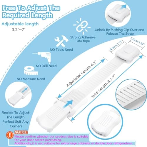 8-Pack Cabinet Locks Baby Proofing - Syican Child Proof Drawer Locks, Multi-Purpose for Drawers, Fridge, Toilet Seat, Trash Can, Ideal Stocking Stuffers, White 5