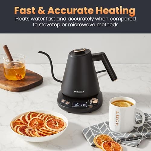 Elite Gourmet EKT3001 1L Digital Water Kettle, 304 Stainless Steel Interior, Programmed Temperatures, Keep Warm Function, Cordless, 360° Base, Auto Off & Audible Indicator, Matte Black 6