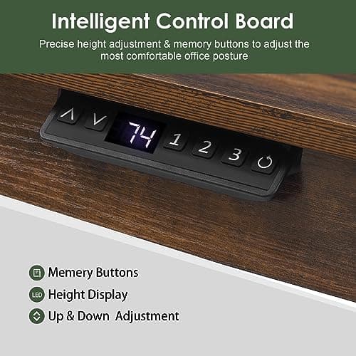 Yoimori Electric Standing Desk with Drawer,48 x 24 Inches Adjustable Height Desk with 12W Wireless Charging,One-Piece Wooden Desktop Sit Stand Up 5