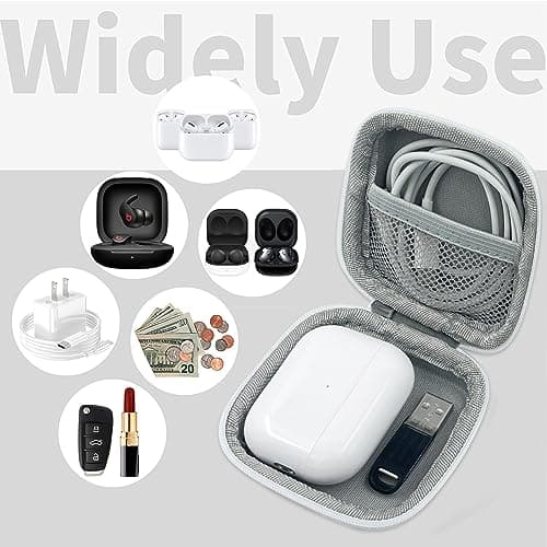 Square Earbud Case Headphone Organizer Ear Bud Case Portable EVA Carrying Box Storage Bag with Carabiner for AirPods Beats Bose Galaxy Buds 3 Data Cable Storage (Blooming Floral) 7