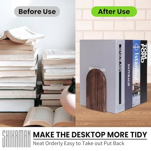 Book Ends,1 Pair Bookends Wood Book Ends Universal Economy Bookend 5
