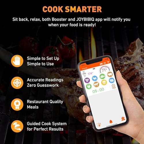 500FT Truly Wireless Smart Meat Thermometer, Bluetooth Meat Thermometer with APP、LCD, Digital Cooking Thermometer with Ultra-Thin Probe for BBQ Oven Smoker Rotisserie Sous Vide 5