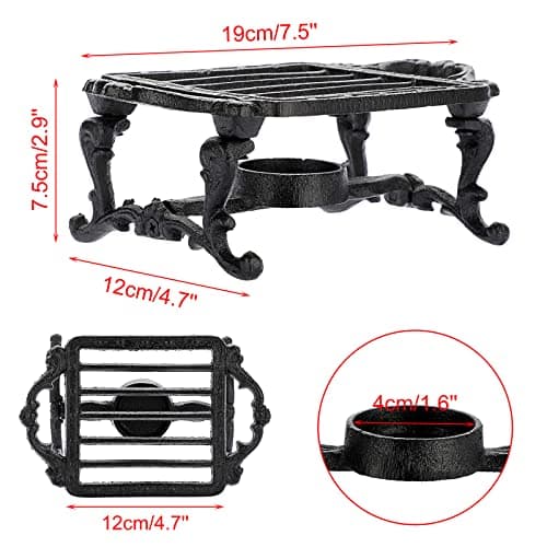 Sumnacon Tea Warmer Cast Iron Tea Pot Warmer with Tealight Candle Holder Sturdy Functional Teapot Warmer Stand for Office Party or Desk RetroTea Pot Heater for Heating Milk,Tea,Coffee,Food 5