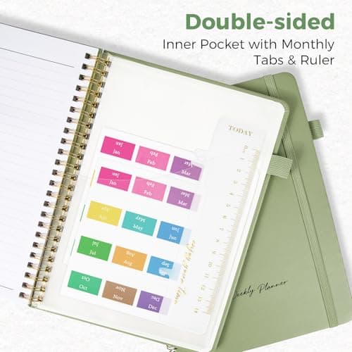 Oucaru Undated Weekly Planner, A5 To Do List Notebook with Goal & Habit Tracker Organizer, 52 Weekly Planner Notebook with Spiral Binding for Office Home School Supplies 5
