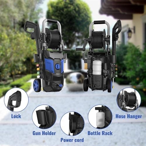 Pressure Washer, 5000PSI Max Power Washer with 500ML Foam Cannon, High Pressure Cleaning Machine with 4 Connect Nozzles for Cars Patio Driveways Home 5