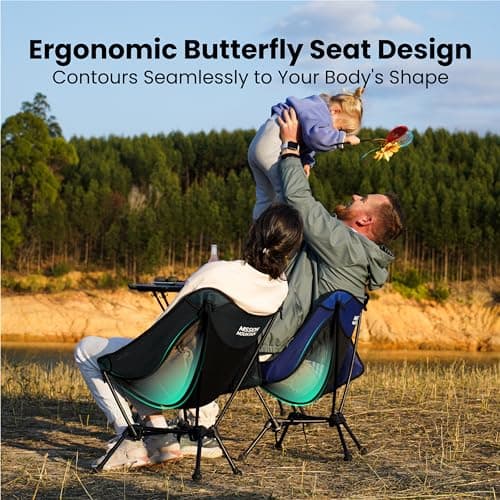 MISSION MOUNTAIN UltraPort 1-Lock Compact Camping Chair, Lightweight Camp Chair, Backpacking Portable Chair for Camping, Hiking, Anti-Sinking, One-Click Setup, U-Shaped Arc Design - Black 7