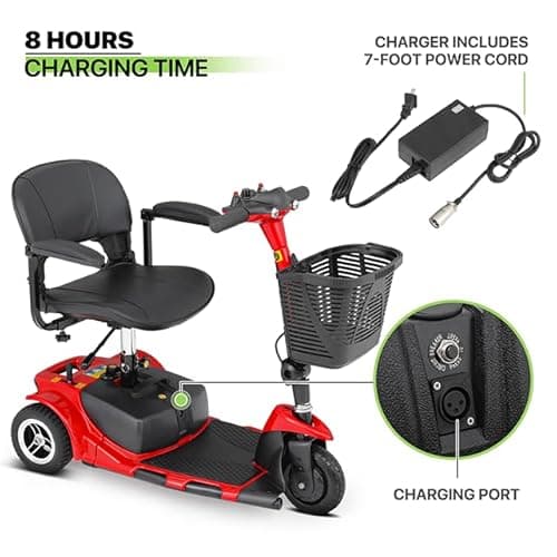 Magshion Folding Mobility Scooter for Adults and Seniors, Foldable Heavy-Duty All-Terrain, 3-Wheel (Red) 15