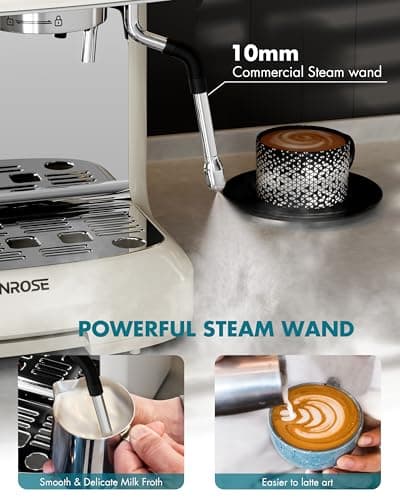 Hanrose Espresso Machine With Grinder, 20 Bar Espresso Machine with Milk Frother Steam Wand, Espresso Machines for Home, Expresso Coffee Machines Professional, Cappuccino Latte Machine 5