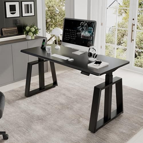 EUREKA ERGONOMIC Standing Gaming Desk, 63inch Executive Computer Desk Adjustable Height Desk Modern Trapezoidal Leg,Touch Screen,Black