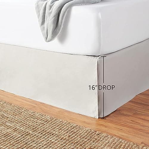 Amazon Basics Lightweight Pleated Bed Skirt, Machine Washable, Wrinkle and Fade Resistant, Queen, Light Grey, 16-Inch Drop 5