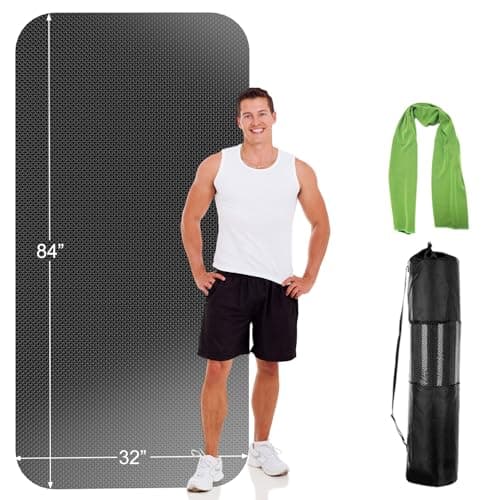 AmazonBasics Extra Long & Wide Yoga Mat - 84" x 32", Includes Bag & Towel, Perfect for Home, Pilates, Barefoot Use