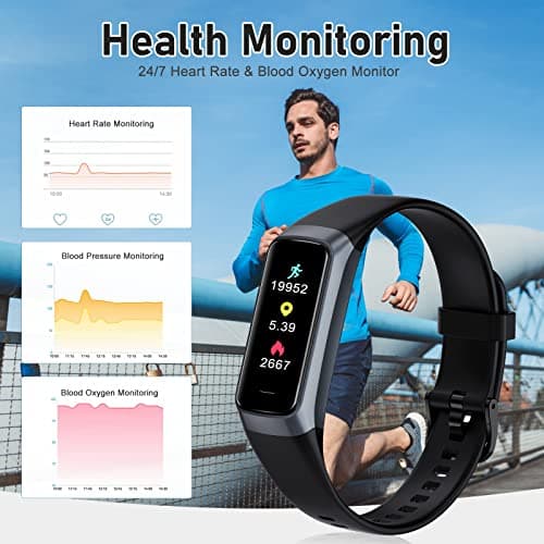 Zeacool Fitness Tracker with 24/7 Heart Rate, Blood Oxygen Blood Pressure Sleep Monitor, Activity Trackers 5 ATM Waterproof,Step Calorie Counter Pedometer Health Smart Watch for Women Men (Blac) 6