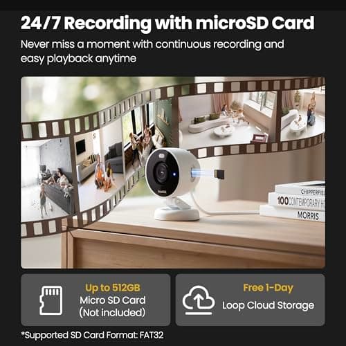 Kiwibit 2K Security Camera Indoor/Outdoor, Magnetic Wired Cameras for Home Security, Pet Camera, Baby Monitor, AI Detection, Color Night Vision, 2.4GHz WiFi, SD & Cloud Storage, Works with Alexa 7